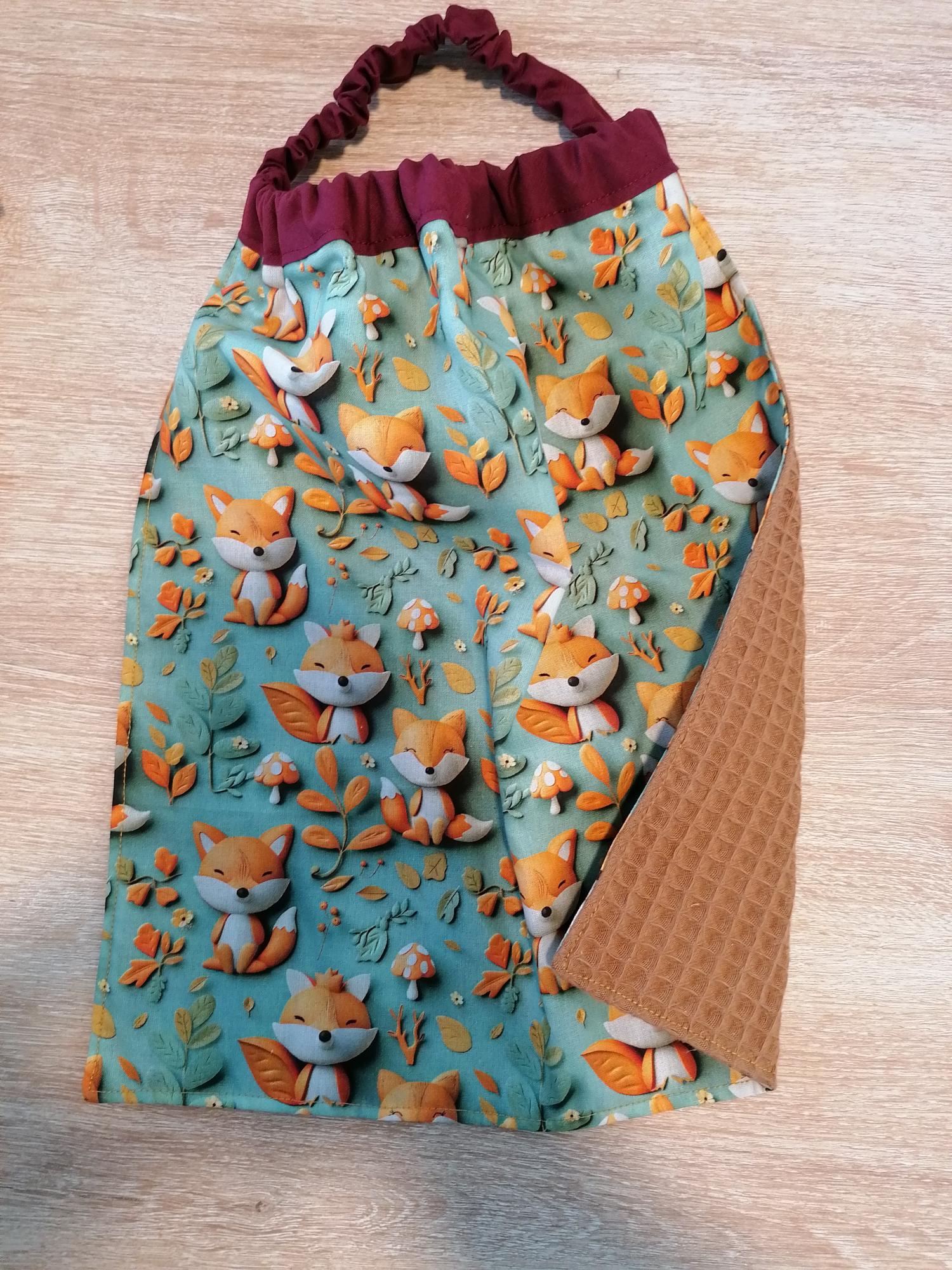 Serviette bavoir - Renard 3d / camel