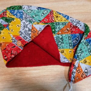Serviette cheveux - Bandana multicolore / rouge