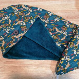 Serviette cheveux - Cygnes bleu / bleu paon