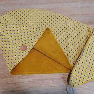 Serviette cheveux - Eventail jaune / jaune