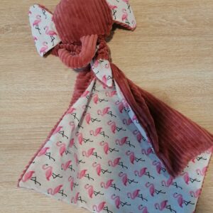 Doudou éléphant - Flamant / rose