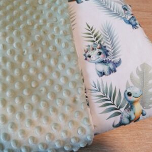 Couverture 75x100cm - Dino / vert eau