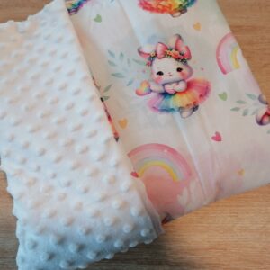 Couverture 75x100cm - Lapin multicolore / Blanc