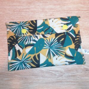 Pochette - Feuillage turquoise moutarde