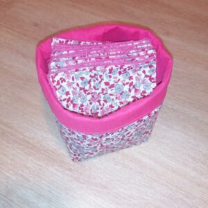 Panier 10 lingettes - Fleurs fuchsia / fuchsia