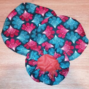 Charlottes alimentaires - Fleurs palmes bleu rouge