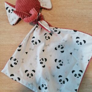 Doudou éléphant - Panda / rose