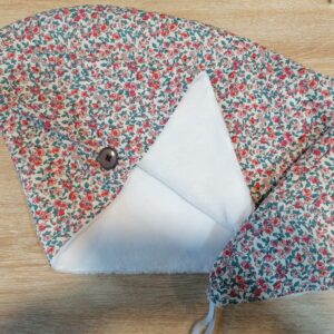 Serviette cheveux - Fleurs Olivia / blanc