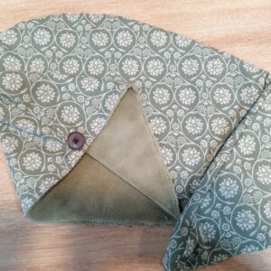 Serviette cheveux - Fleurs vintage vert / vert