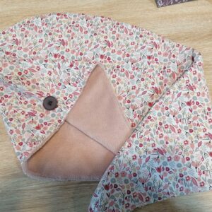 Serviette cheveux - Fleurs terracotta / Rose