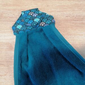 Essuie mains - Eventail Sonia bleu / Bleu paon