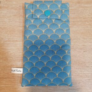 Pochette téléphone - Eventail Jap bleu