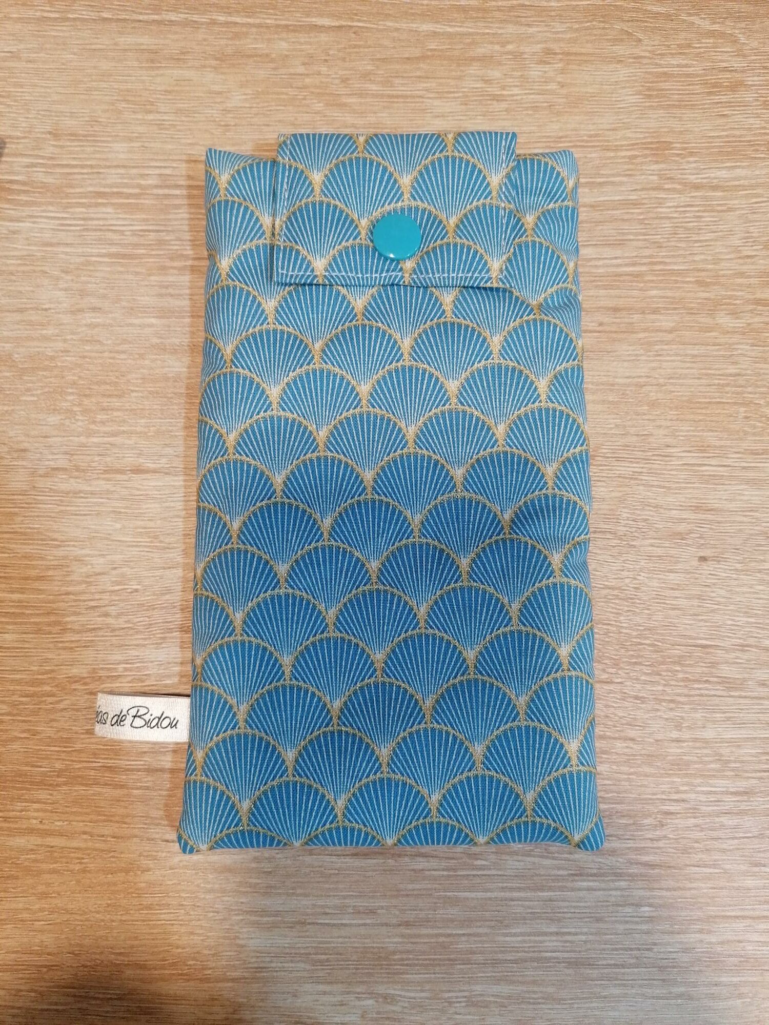 Pochette téléphone - Eventail Jap bleu