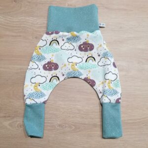 Sarouel 3 mois - Nuage / Vert eau paillette