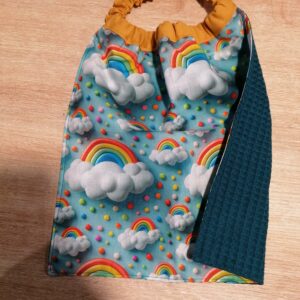 Serviette bavoir - Nuage / bleu paon