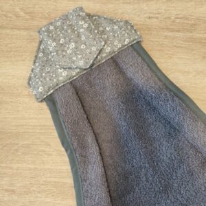 Essuie mains - Fleurs Léonie gris / gris